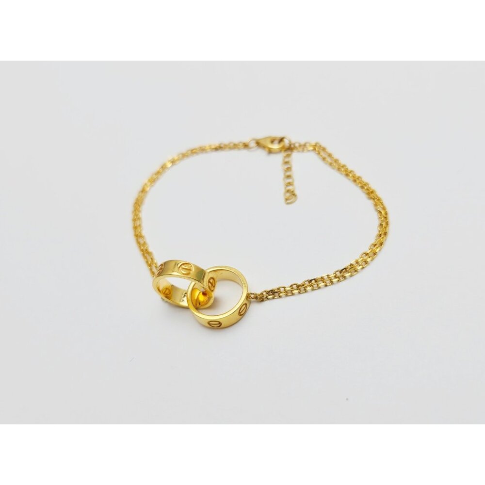 Unique 21k Solid Yellow Gold Interlocking Circles… - image 2